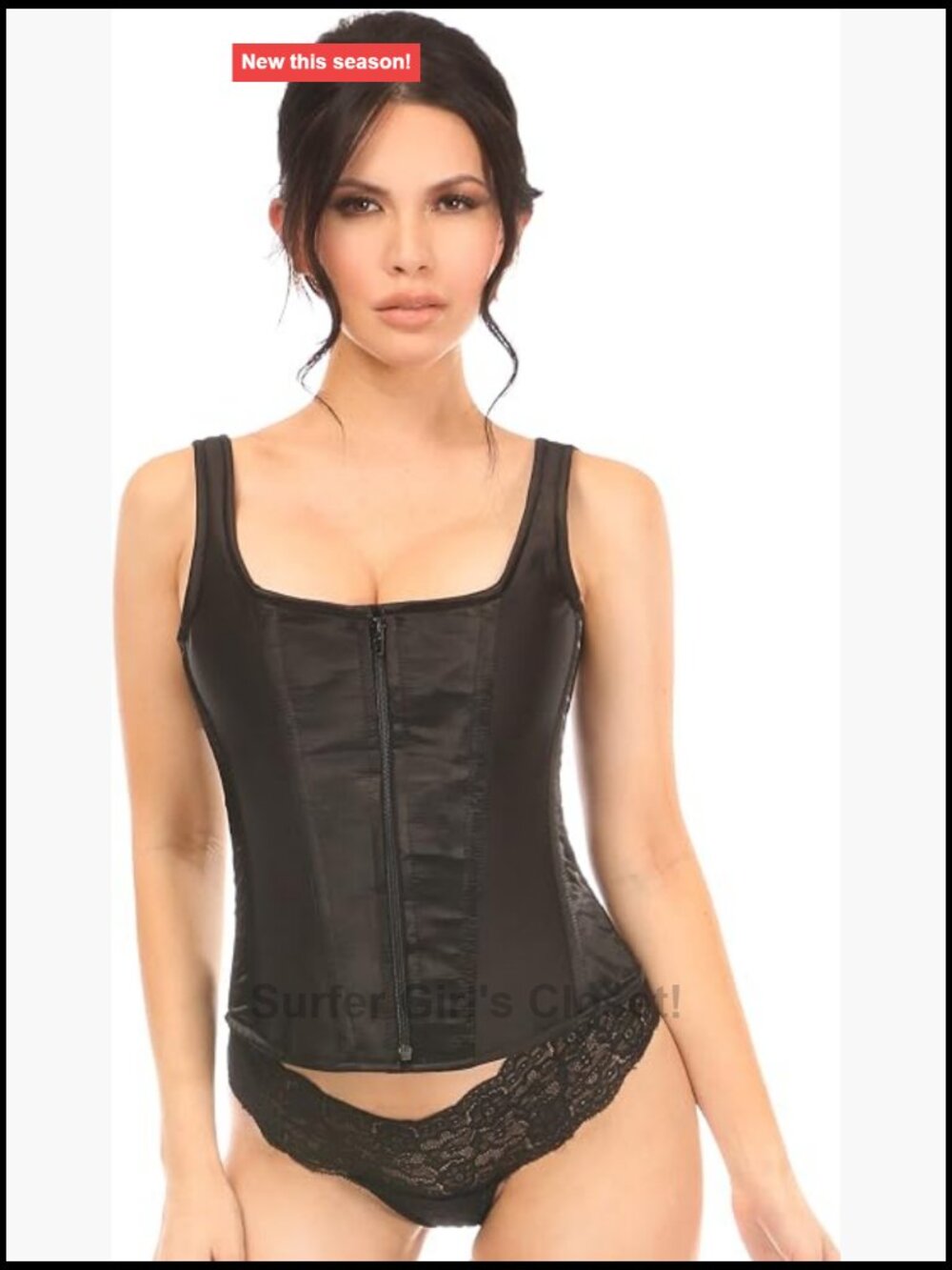 Women's Steel Boned Corset with Straps - Satin, Waist Training, Lace-Up Back